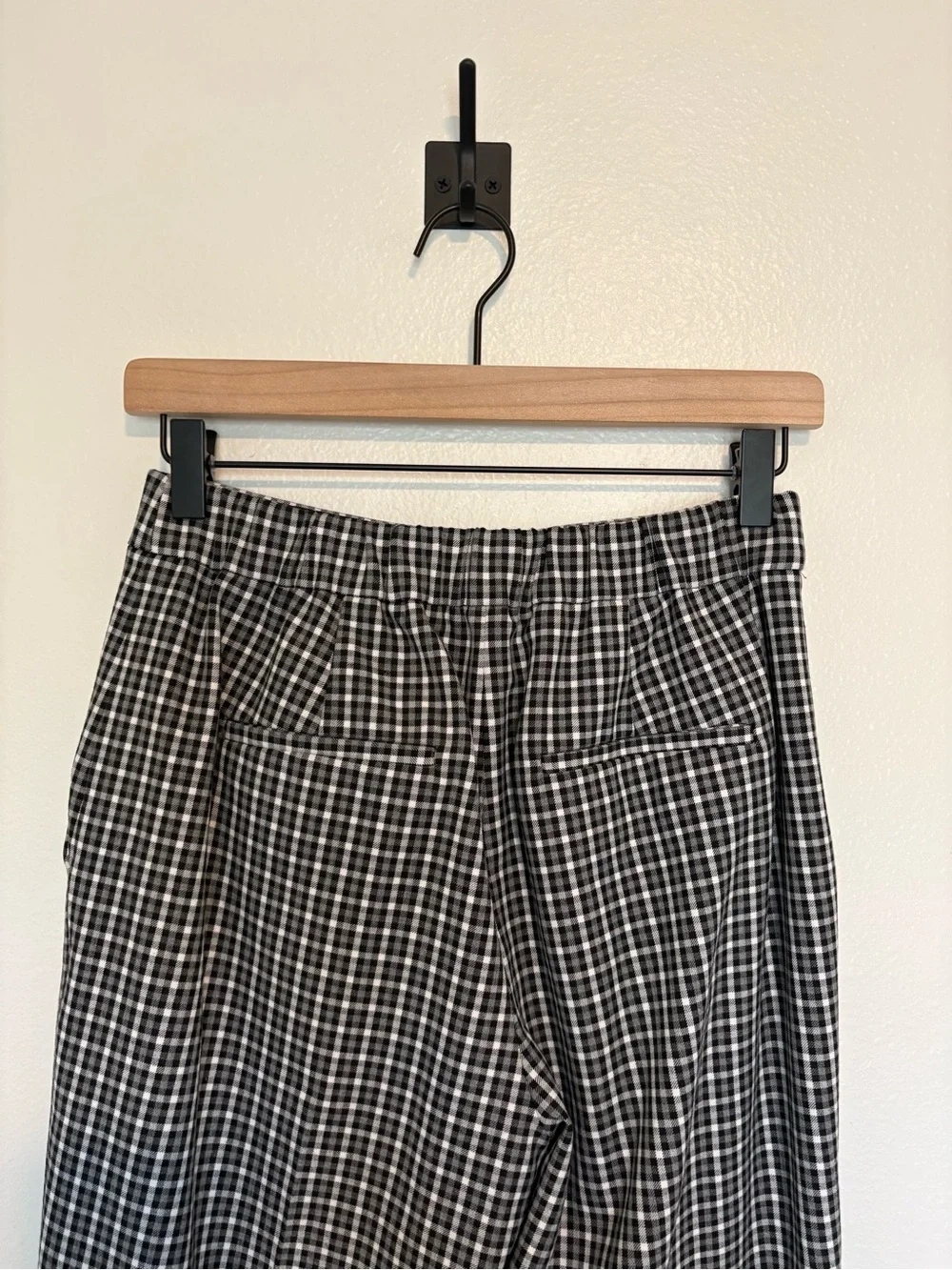 J. Crew Tartan Plaid High Rise Pull-On Straight Trouser Pant Preppy Black 4